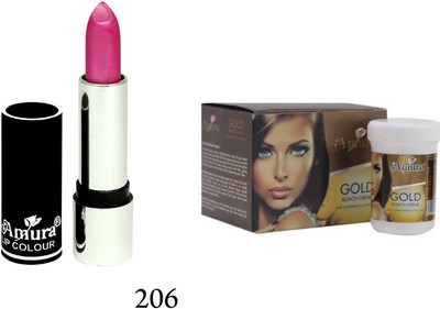 Amura Black Beauty Lip Colour and Bleach Cream Combo(Set of 2)