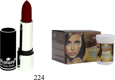 Amura Black Beauty Lip Colour and Bleach Cream Combo(Set of 2)