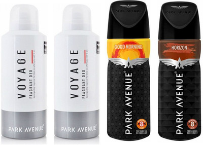 Park Avenue 2 Voyage and 1 Good Morning and 1 Horizon Deodorant Combo Pack of 4 Deodorant Spray - For Men(520 ml, Pack of 4)
Park Avenue 2 Voyage and 1 Good Morning and 1 Horizon Deodorant Combo Pack of 4 Deodorant Spray - For Men(520 ml, Pack of 4)