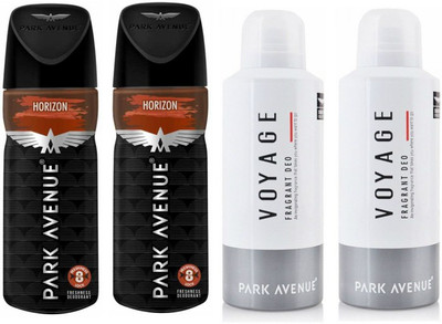 Park Avenue 2 Horizon and 2 Voyage Deodorant Combo Pack of 4 Deodorant Spray - For Men(520 ml, Pack of 4)
Park Avenue 2 Horizon and 2 Voyage Deodorant Combo Pack of 4 Deodorant Spray - For Men(520 ml, Pack of 4)