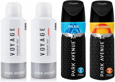 Park Avenue 2 Voyage and 1 Cool Blue and 1 Good Morning Deodorant Combo Pack of 4 Deodorant Spray - For Men(520 ml, Pack of 4)
Park Avenue 2 Voyage and 1 Cool Blue and 1 Good Morning Deodorant Combo Pack of 4 Deodorant Spray - For Men(520 ml, Pack of 4)