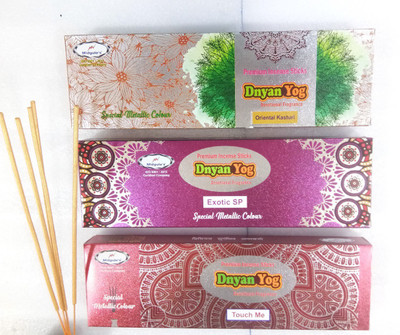 Dnyan Yog Metallic Colour i Oriental Kasturi, Exotic SP & Touch Me Agarbattis(58 Units)
Dnyan Yog Metallic Colour i Oriental Kasturi, Exotic SP & Touch Me Agarbattis(58 Units)