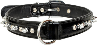 Leather Craft Embellished Dog Collar Charm(Black, Round)