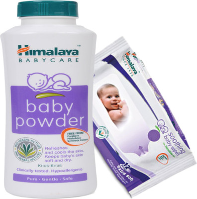 Himalaya Herbals Baby powder (400g)+Himalaya Herbals Soothing Baby Wipes (12 Sheets)(White)