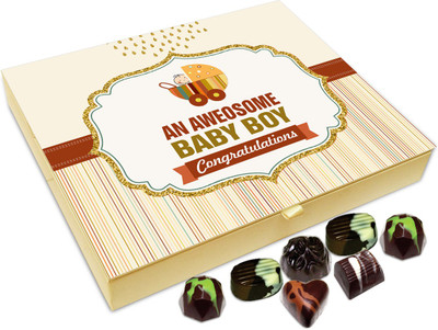 Chocholik Gift Box - Congratulations On An Awesome Baby Boy Chocolate Box - 20pc Truffles(240 g)
Chocholik Gift Box - Congratulations On An Awesome Baby Boy Chocolate Box - 20pc Truffles(240 g)