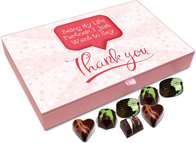 Chocholik Gift Box - Thank You For Being My Life Partner Chocolate Box - 12pc Truffles(144 g)
Chocholik Gift Box - Thank You For Being My Life Partner Chocolate Box - 12pc Truffles(144 g)
