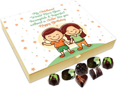 Chocholik Gift Box - Happy Birthday My Lovely Sister Chocolate Box - 20pc Truffles(240 g)
Chocholik Gift Box - Happy Birthday My Lovely Sister Chocolate Box - 20pc Truffles(240 g)
