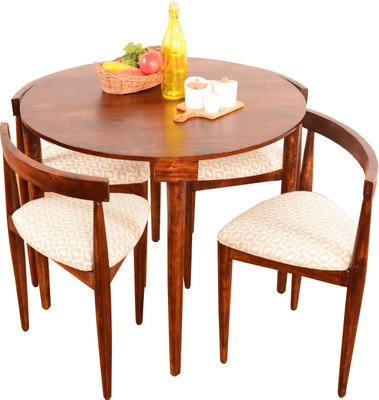Home Edge Nathaniel 4 Seater Dining Set(Finish Color - Teak)