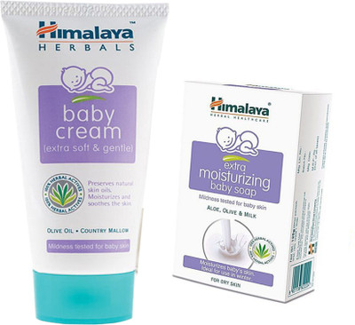 Himalaya Herbals Baby Cream (200g)+Himalaya Gentle Baby Soap (125g)(White)