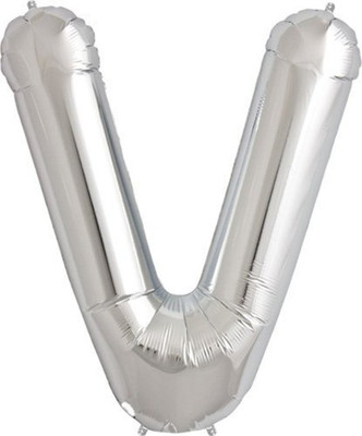 Balloonistics Solid V Letter Foil Balloon 17" Inch - Silver Balloon(Silver, Pack of 1)