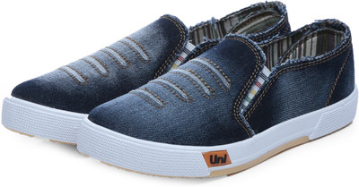 Unistar men Canvas Shoes; 5025-Blue Slip On Sneakers For Men(Blue