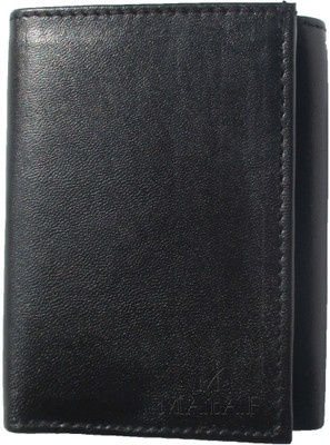 MAtAF Men Black Genuine Leather Wallet(6 Card Slots)