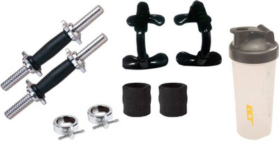 Sports Solutions COMBO OF 2 DUMBBELL RODS +1 PAIR PUSH UP BARS + 1 PAIR SWEAR BANDS + 1 SHAKER + LOCKS Gym & Fitness Kit
Sports Solutions COMBO OF 2 DUMBBELL RODS +1 PAIR PUSH UP BARS + 1 PAIR SWEAR BANDS + 1 SHAKER + LOCKS Gym & Fitness Kit