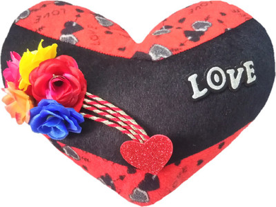 Aparshi Cute heart stuffed soft cushion toy q205 - 50 cm(Red, Black), Black;red
