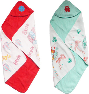 dolphin52 Printed Hooded Baby Blanket(Cotton, Multicolor
