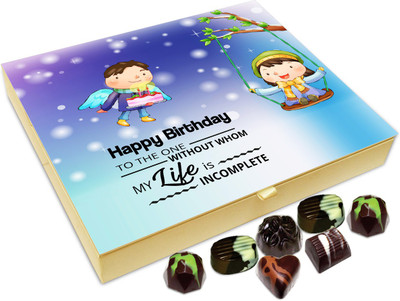 Chocholik Gift Box - Happy Birthday To The One Without Whom My Life Is Incomplete Chocolate Box - 20pc Truffles(240 g)
Chocholik Gift Box - Happy Birthday To The One Without Whom My Life Is Incomplete Chocolate Box - 20pc Truffles(240 g)
