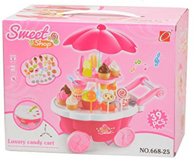 Tiny's World 39 pcs of colourful kids role pretend play battery operated sweet shop candy cart toy for children (3 and above) with lights, music and multiple amusing accessories.
Tiny's World 39 pcs of colourful kids role pretend play battery operated sweet shop candy cart toy for children (3 and above) with lights, music and multiple amusing accessories.
