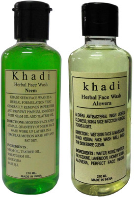 Khadi Herbal Combo-Neem and Aloevera Face Wash(420 ml)