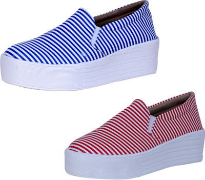IndiWeaves Casuals For Women(White, Blue, White, Red