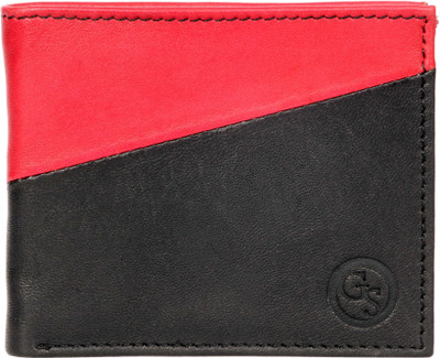 GS Men Black, Red Genuine Leather Wallet(8 Card Slots)