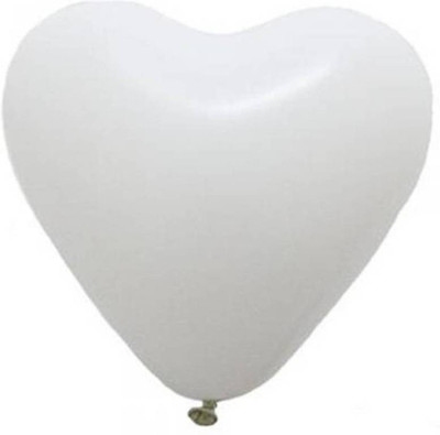Balloonistics Solid White Heart Balloon Balloon(White, Pack of 50)