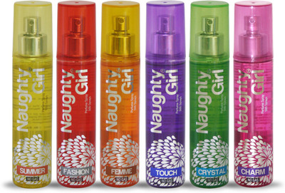 Naughty Girl SUMMER FASHION FEMME TOUCH CRYSTAL And CHARM Perfume Combo For Women Pack of 6 Eau de Parfum - 60 ml(For Women)
Naughty Girl SUMMER FASHION FEMME TOUCH CRYSTAL And CHARM Perfume Combo For Women Pack of 6 Eau de Parfum - 60 ml(For Women)