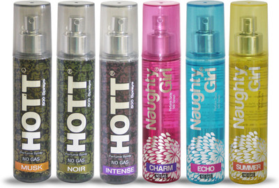 Hott MUSK NOIR INTENSE And Naughty Girl CHARM ECHO SUMMER Perfume For Combo Pack of 6 -60ML Eau de Parfum - 60 ml(For Men & Women)
Hott MUSK NOIR INTENSE And Naughty Girl CHARM ECHO SUMMER Perfume For Combo Pack of 6 -60ML Eau de Parfum - 60 ml(For Men & Women)
