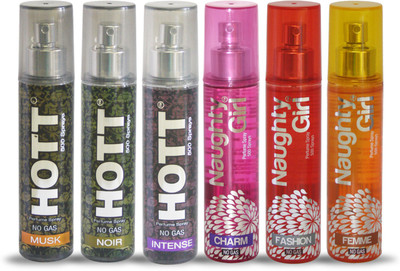 Hott MUSK NOIR INTENSE And Naughty Girl CHARM FASHION FEMME Perfume For Combo Pack of 6 -60ML Eau de Parfum - 60 ml(For Men & Women)
Hott MUSK NOIR INTENSE And Naughty Girl CHARM FASHION FEMME Perfume For Combo Pack of 6 -60ML Eau de Parfum - 60 ml(For Men & Women)