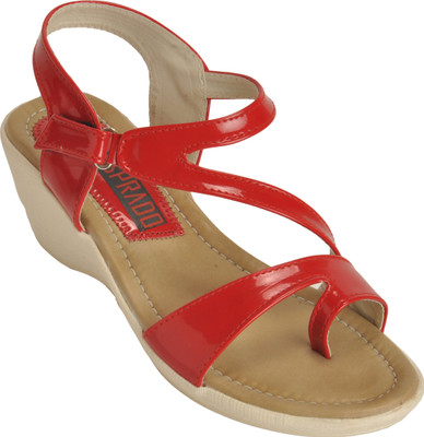 ESPRADO Women Red & Brown Wedges