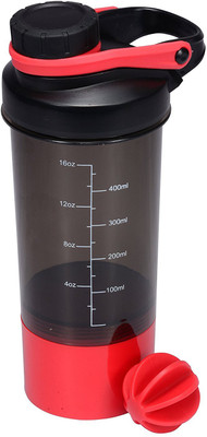 GreenBee My gym 500 ml Shaker(Pack of 1, Black), Black;red