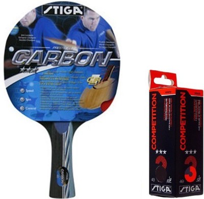 Stiga Combo of Three, one 'Carbon CR' table tennis Racquet and one 'Competition' Ping Pong ball box- Table Tennis Kit
Stiga Combo of Three, one 'Carbon CR' table tennis Racquet and one 'Competition' Ping Pong ball box- Table Tennis Kit