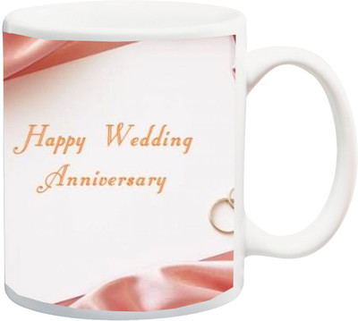 Stylotrendz Happy Anniversary Theme Print Ceramic Mug(325 ml), White