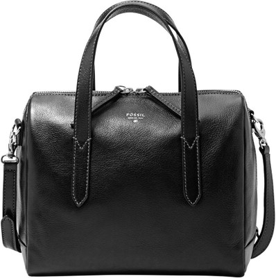 Fossil Women Casual Black Genuine Leather Satchel