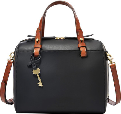 Fossil Women Casual Black Genuine Leather Satchel