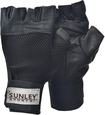 SUNLEY gym gloves with wrist support Gym & Fitness Gloves (Free Size, Black)