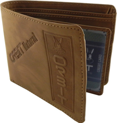 Orbit Men Tan Genuine Leather, Fabric Wallet(5 Card Slots)