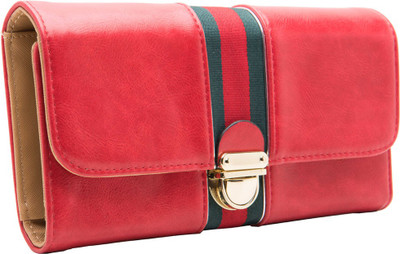 abrazo Women Casual Red Artificial Leather Wallet(5 Card Slots)