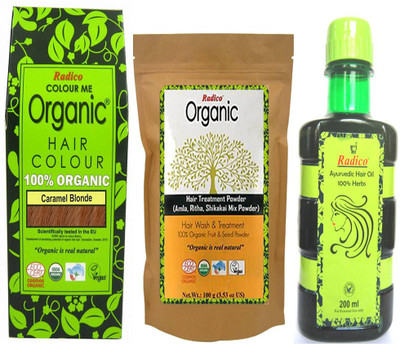 Radico 100% Organic Caramel Blonde With Hair Treatment & Ayurvedic Hair Oil(Set of 3)
Radico 100% Organic Caramel Blonde With Hair Treatment & Ayurvedic Hair Oil(Set of 3)