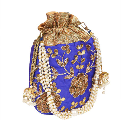 CLUTCHKARTBAGS Traditional Potli Potli(Blue)