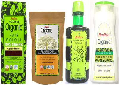 Radico 100% Organic Copper Brown With Hair Treatment & Ayurvedic Hair Oil And Organic Color Care Shampoo(Set of 4)
Radico 100% Organic Copper Brown With Hair Treatment & Ayurvedic Hair Oil And Organic Color Care Shampoo(Set of 4)