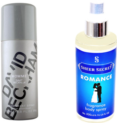 David Beckham HOMME::SHEER SECRET ROMANCE Deodorant Spray - For Men & Women(350 ml, Pack of 2)
David Beckham HOMME::SHEER SECRET ROMANCE Deodorant Spray - For Men & Women(350 ml, Pack of 2)
