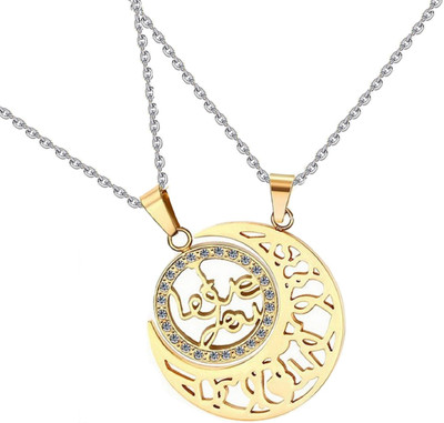 Aaishwarya "I Love You" & Moon Shaped Golden Couple Cubic Zirconia Stainless Steel Pendant
Aaishwarya "I Love You" & Moon Shaped Golden Couple Cubic Zirconia Stainless Steel Pendant