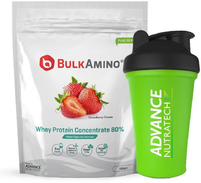 Advance Nutratech Bulkamino Whey Protein Concentrate 80 % Raw Protein 500gm Strawberry Supplement Powder with Shaker with 16 Servings. Protein Blends(500 g, Strawberry)
Advance Nutratech Bulkamino Whey Protein Concentrate 80 % Raw Protein 500gm Strawberry Supplement Powder with Shaker with 16 Servings. Protein Blends(500 g, Strawberry)