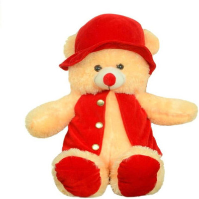 GVC Toys Soft Cream & Red Plain Modi Jacket Teddy Bear - 70 cm(Beige)