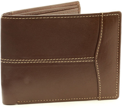 NUKAICHAU Men Brown Genuine Leather Wallet(6 Card Slots)