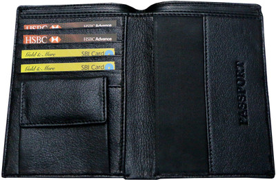 Majaria Men Black Genuine Leather Card Holder(6 Card Slots)