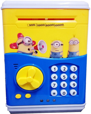 skt New Minion Latest Money Safe Kids Piggy Savings with Electronic Lock ATM Bank Coin Bank(Multicolor)