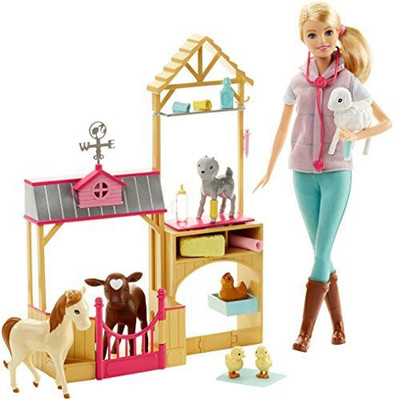 Barbie Farm Veternarian Doll & Playset(Multicolor)