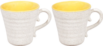 Miah Deocr Tea Cup Ceramic(Yellow, White, Pack of 1)
