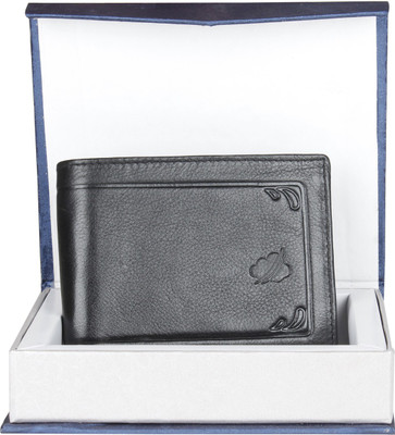 Drizzle Men Black Genuine Leather Wallet(3 Card Slots)